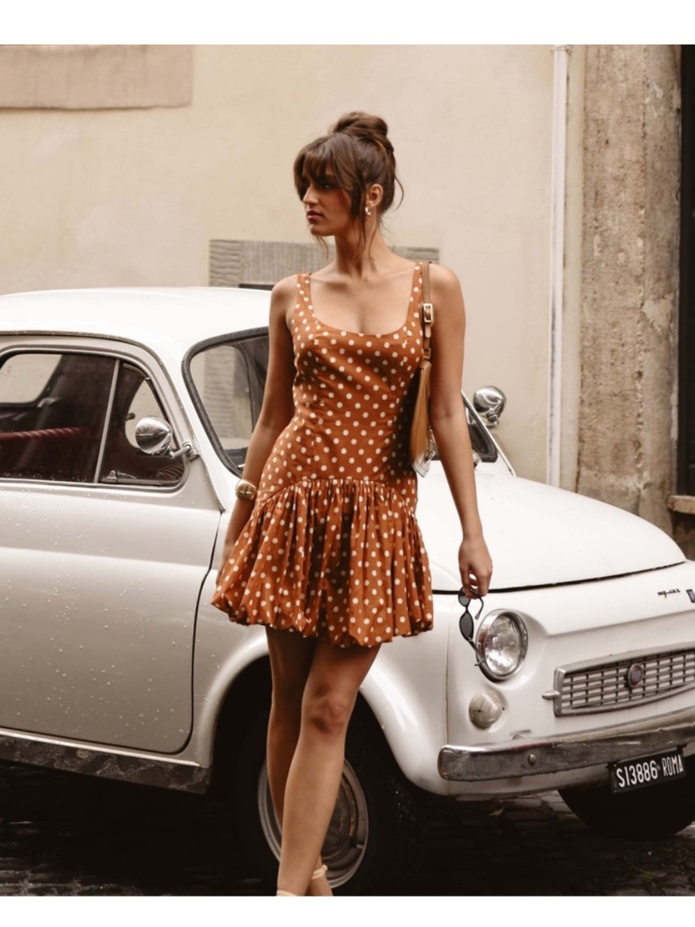 NEW Hutch Polka Dot Bubble Hem Mini Dress in Copper Dots size 14W